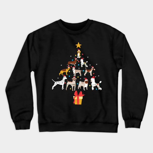 Merry Dogmas Dog Christmas Tree Christmas Tree Made of Dogs Dog Lover Christmas Gift Crewneck Sweatshirt by BadDesignCo